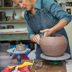 Imogen Taylor Noble at work in her studio 2018